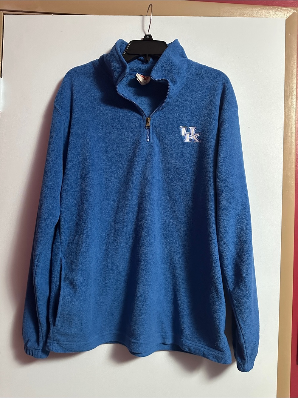 Men's Blue Quarter-Zip Fleece Pullover with UK Logo